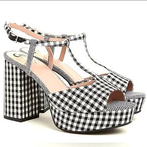 Circus by Sam Edelman Black & White Gingham Platform Heels Sz 10W